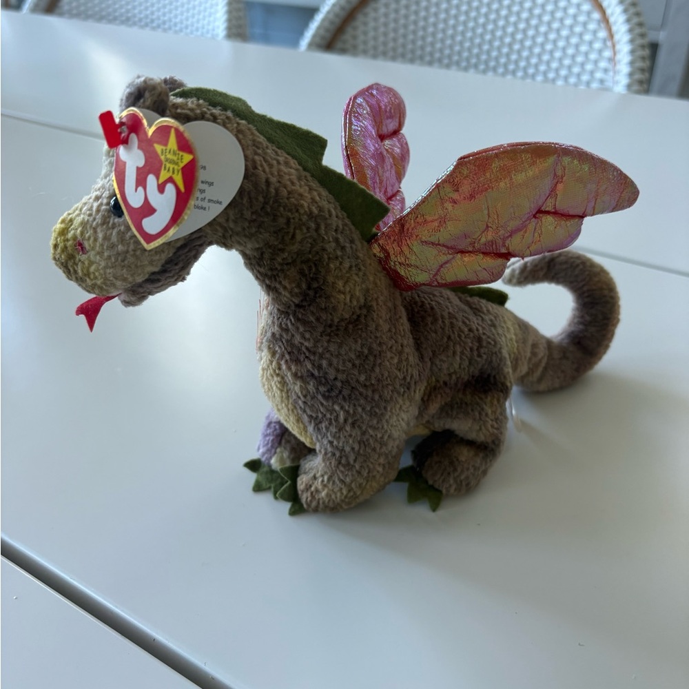 Ty Beanie Baby Dragon Toy - Brown and Red